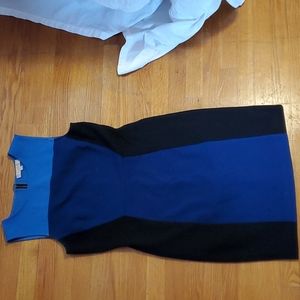 LOFT Blue & Black Colorblock Shift Dress Sz 6